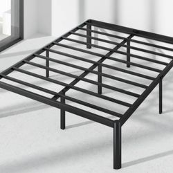 Van 16 Inch Metal Platform Bed Frame with Steel Slat Support, Queen