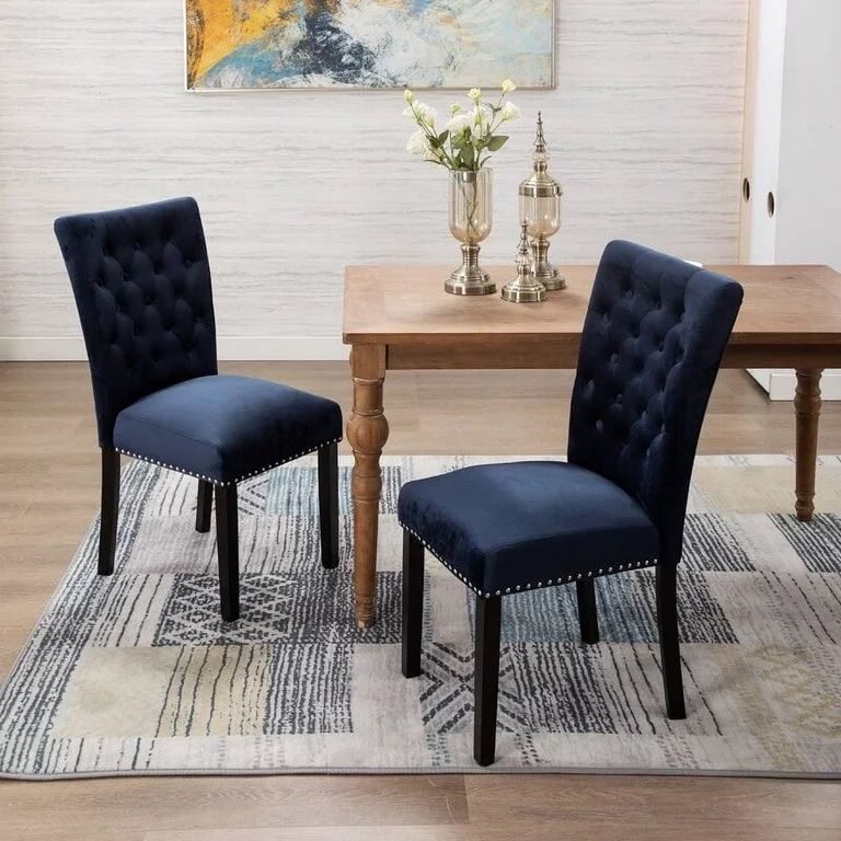 Velvet Dining Chairs, Set Of 2 Blue