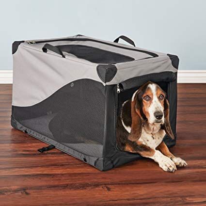 you&me lightweight portable canvas crate for medium sized dogs