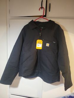 Carhartt Detroit Jacket Relaxed Fit Black Blanket Lined Canvas OJ3828-M Mens L