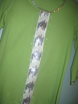 New No TagsQucker Factory Green silver sequined 3/4 creneck top Small