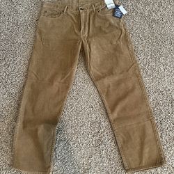 Gap Men's Corduroy Relaxed Straight Pants Brown Navy Flat Front Size 38x32