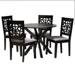 New in the box,  Baxton Studio
Karel 5-Piece Grey and Espresso Brown Wood Top Dining Set
