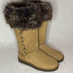 UGG Rosana Water-Resistant Chestnut Suede Toscana Cuff Tall Boot Women's Size 11