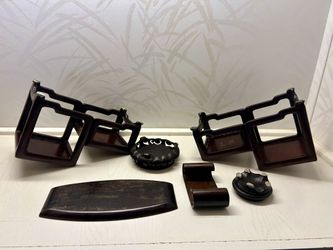 Antique Vase Bottle Figurine Display Stands Rosewood Zitan 