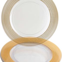 Gold Rimmed Plastic Charger Plates 