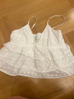 White Eyelet Tiered Crop Cami Top
