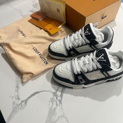 Louis Vuitton LV Trainer Sneaker Black White Monogram Luxury Designer Shoes Men’s
