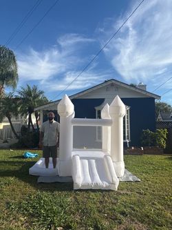 White Inflatable Bounce House Castle 9x9