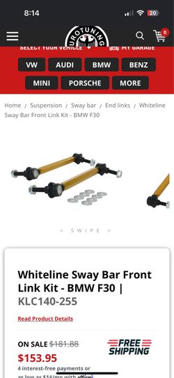 Whiteline Adjustable Front Sway Bar End Link Kit - BMW F30 RWD