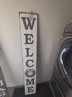 Tall Wooden Welcome Porch Sign double sided
