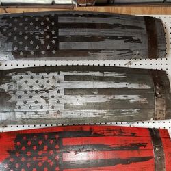 American Flag Whiskey Barrel Stave Sign