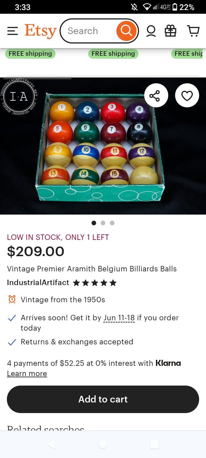 Vintage Billard Pool Table Balls