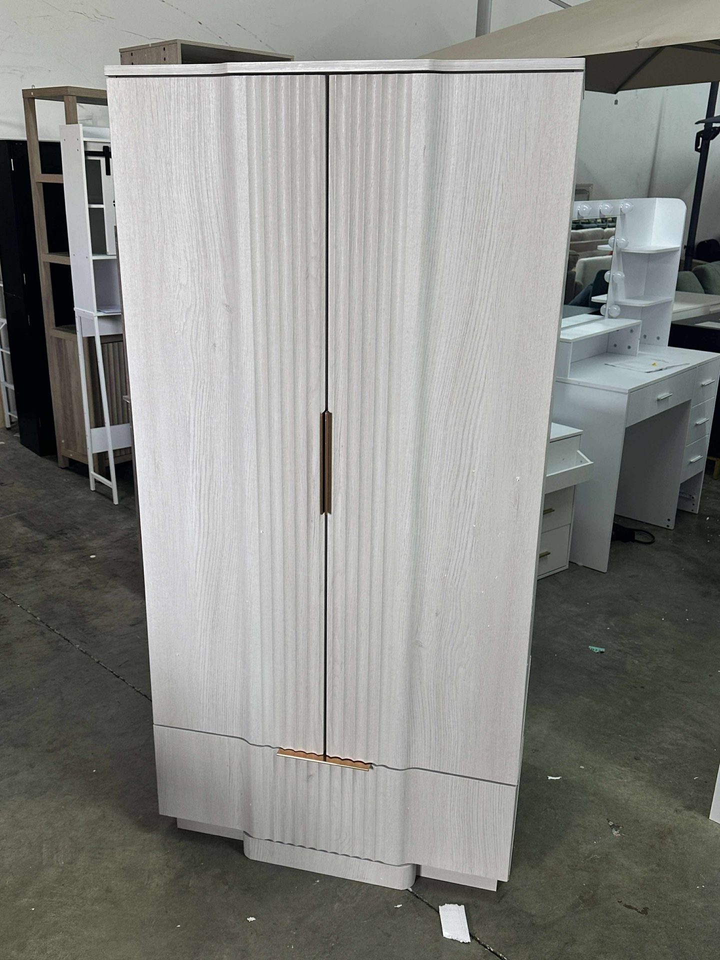 Brafabhome 64" Fluted Armoire Wardrobe Closet with Drawer