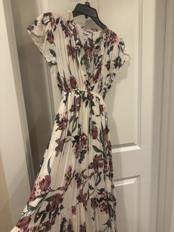 BB Dakota Floral Maxi Dress White Burgundy Print Size XS