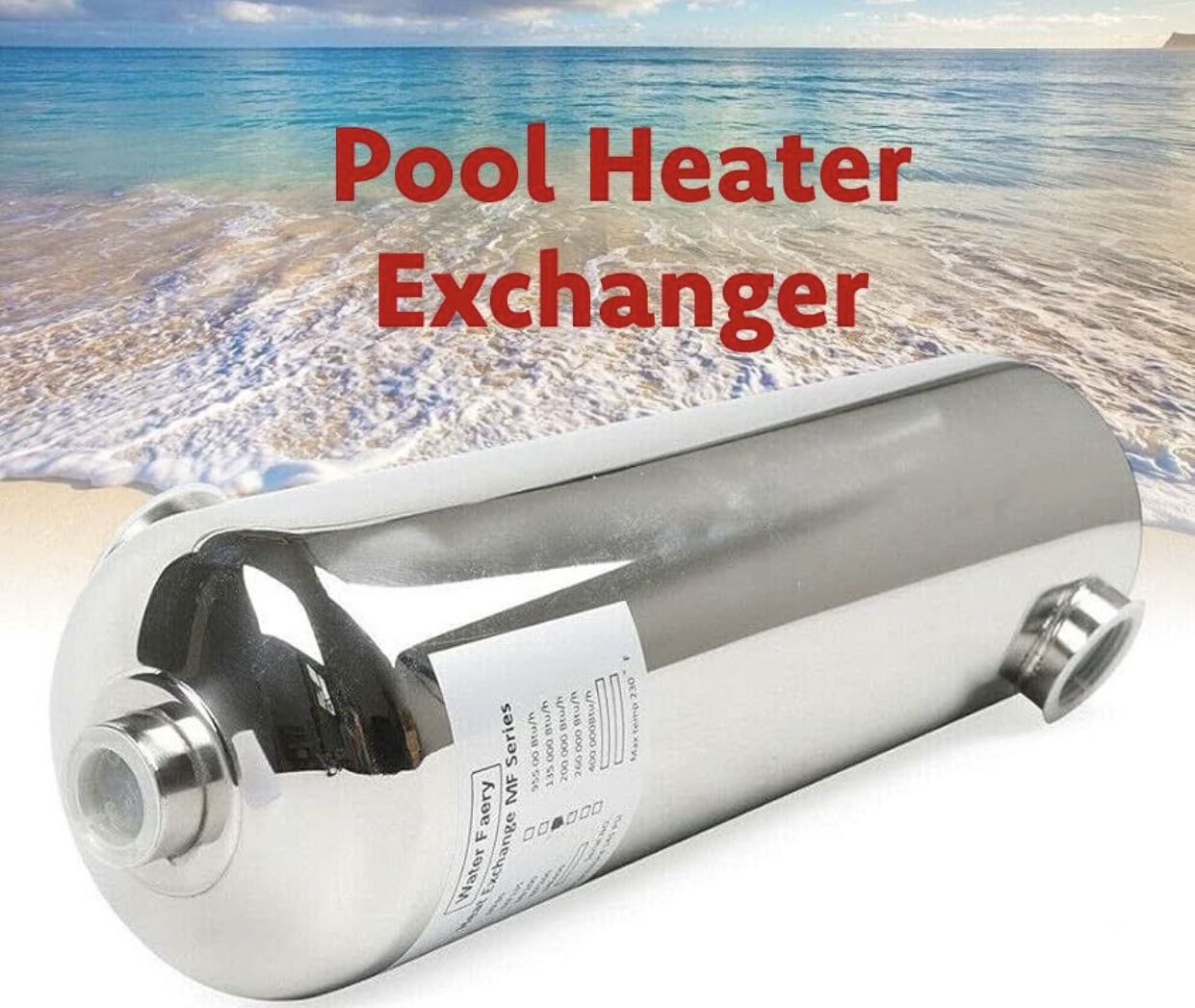 Pool Heat Exchanger Tube Shell Heat Exchanger 400kbtu Ss304 1"+2"fpt
