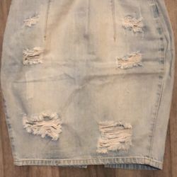 Distressed Denim Skirt 