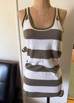 Michael Stars olive green and white striped halter knit top
