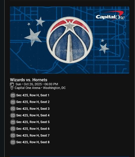 4 Wizard Tickets For Sell