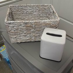 Glass Tissue Box And Bin 