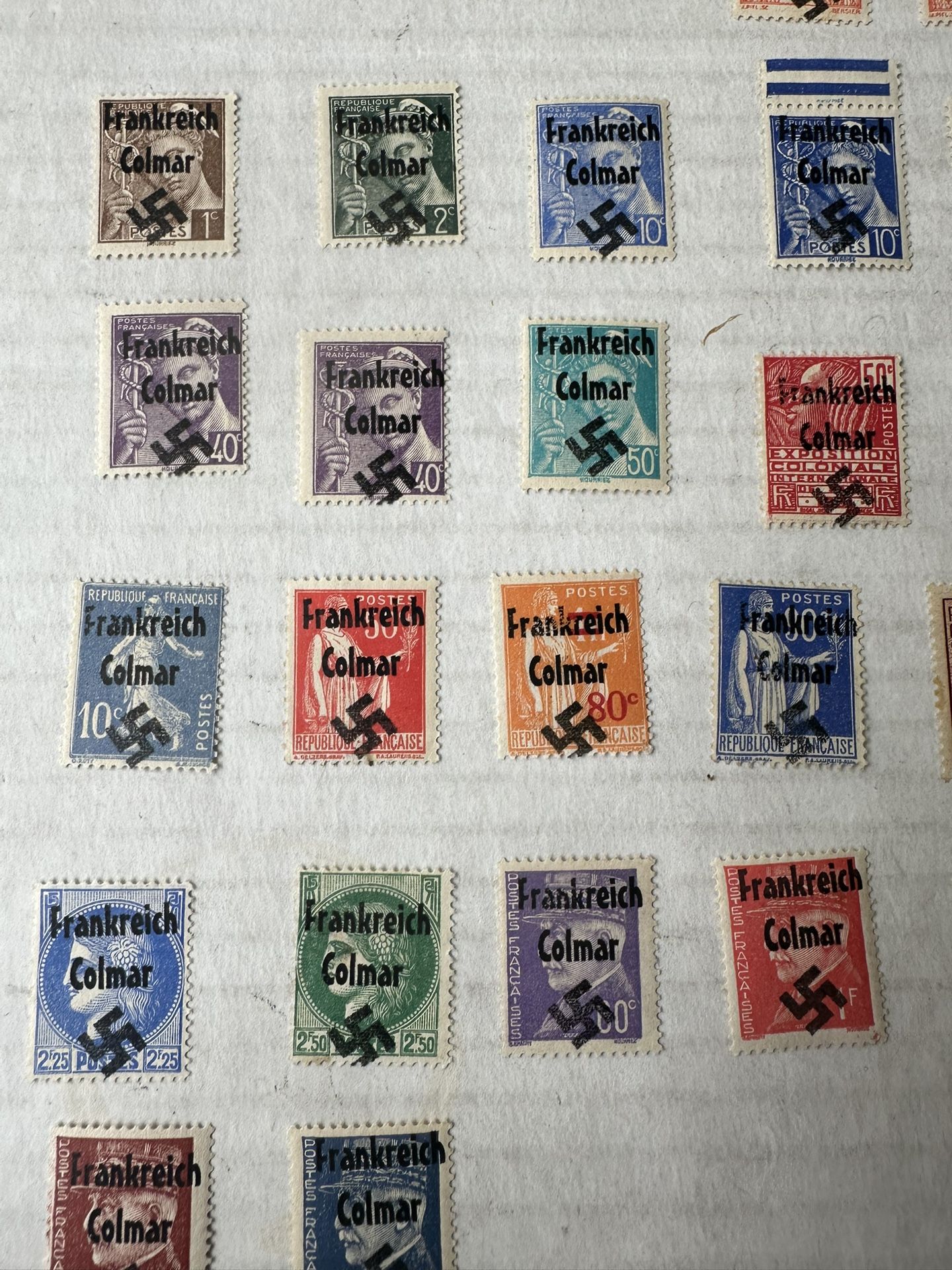 German France Overprint Collection Of 32 Colmar Stamps Unused