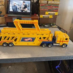  1986 Hot Wheels Semi Truck Trailer Transporter Car Hauler Carrying Case w/8 vehicles 