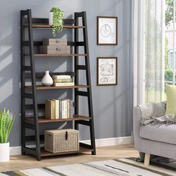 TribeSigns 5-Tier Industrial Ladder Bookshelf Bookcase, Modern Plant Flower Stand Display Rack Shelf for Living Room Balcony Bedroom Home Office