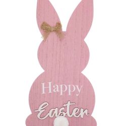 Easter Spring Decor Wooden Easter Bunny Sign With Cotton Tail 18” Tall