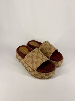 Gucci GG Canvas Platform Slides - Used