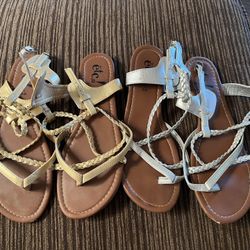 Gold And Silver Strappy Sandals