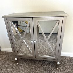 2 Door Wooden Cabinet Mirror Door Silver/Gold