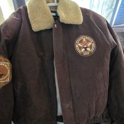 2002 Olympics in Salt Lake City Brown Leather Boomer Coat