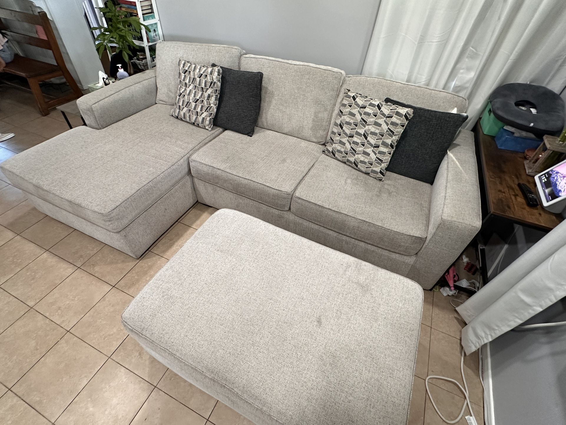 SOFA with CHAISE and STORAGE OTTOMAN,