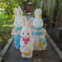 Vintage Easter Bunny Blow Mold Family Set