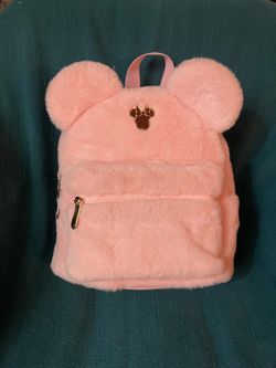 Disney Minnie Mouse Pink Faux Fur Mini Backpack