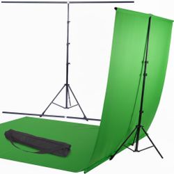 Green Screen Stand Kit 6.5x12.8ft with Floor Sweep | Double Crossbar Backdrop Support System