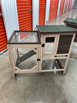 Rabbit/chicken rolling hatch with doors and opening scratch pad top 4’ x 3’ x 3 1/2’￼