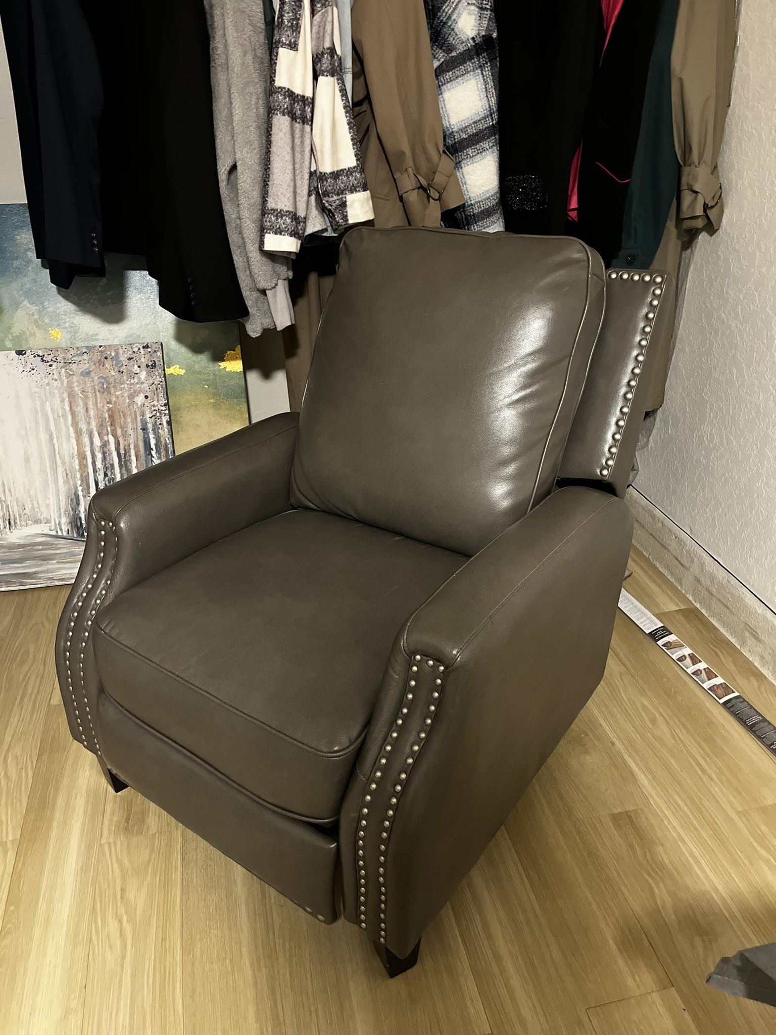 Gray Leather Recliner