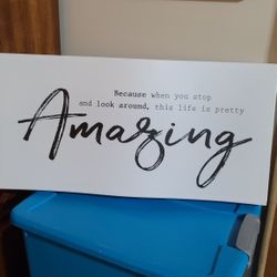 HOBBY LOBBY 
"Because when you stop and look around this life is pretty AMAZING " 
Tin wavy sign