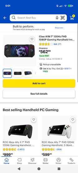 MSI Claw A1M 7" Gaming Handheld