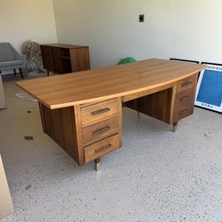 Mid Century Modern Walnut Executive Desk 