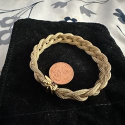 Vintage Woven Rope Bracelet in 14k Yellow Gold 