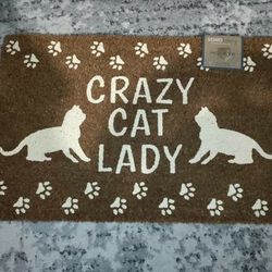 Indoor/Outdoor Door Mat! Brand New! "Crazy Cat Lady" 