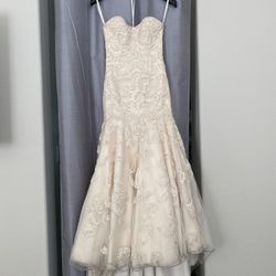 Lace beaded Strapless Trumpet Wedding Gown