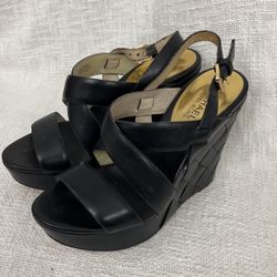 Michael Kors Bennet Leather Wedge Sandal 7
