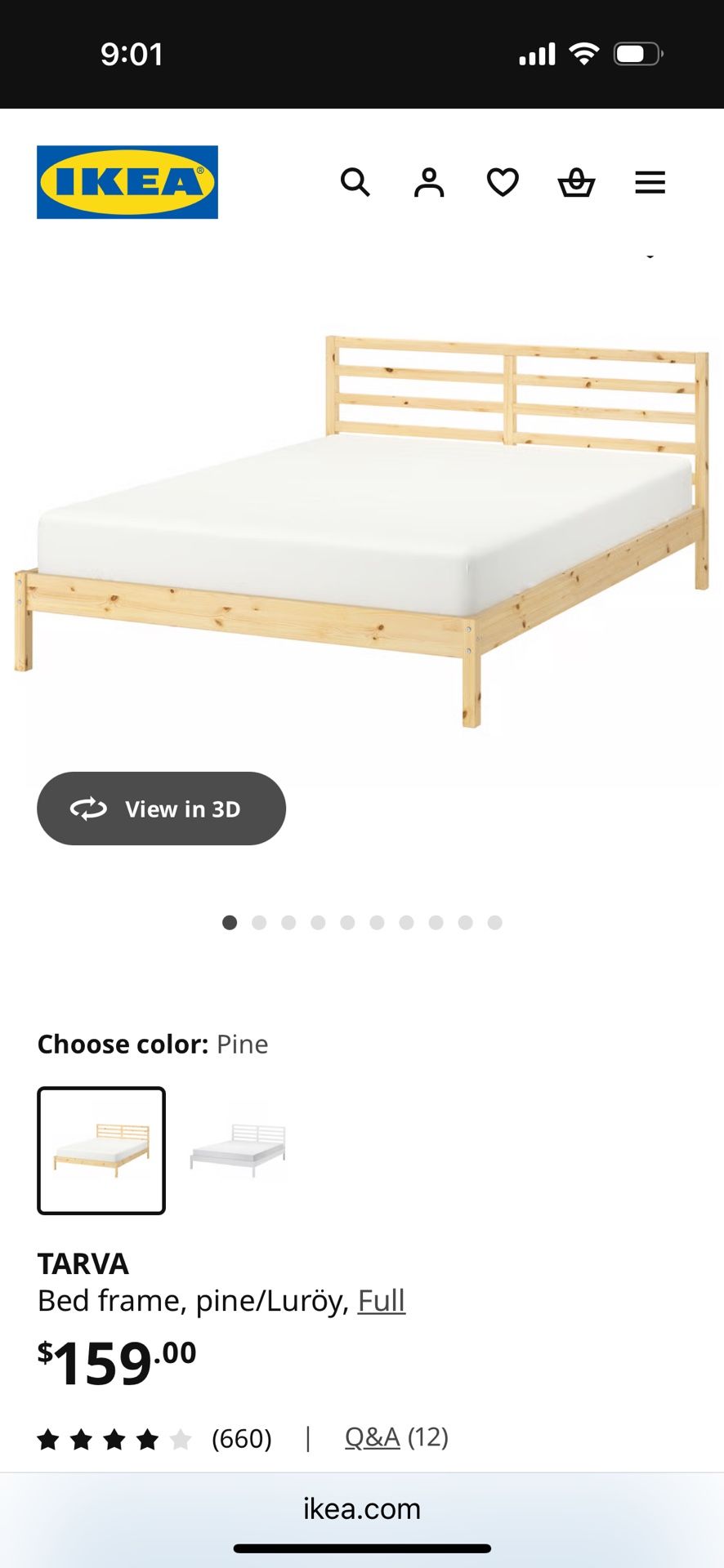 Ikea Full Solid Pine Bed Frame