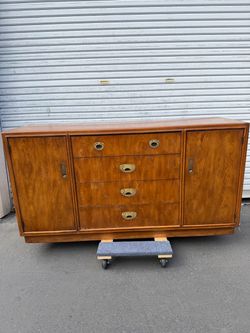 MCM Walnut Dresser Hutch Credenza by Drexel