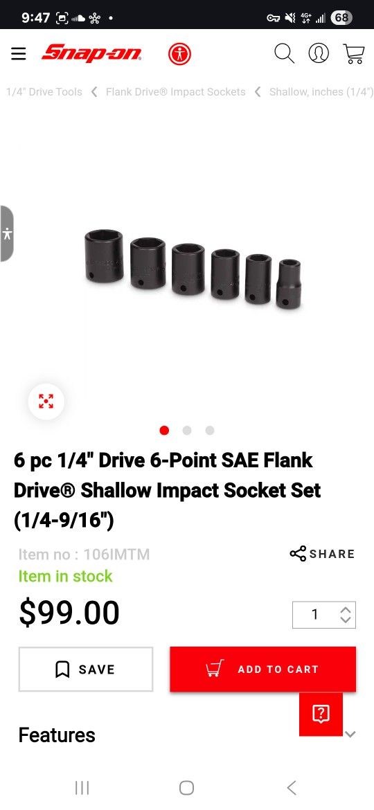 6 pc 1/4" Drive 6-Point SAE Flank Drive® Shallow Impact Socket Set (1/4-9/16")
Item no :106IMTM