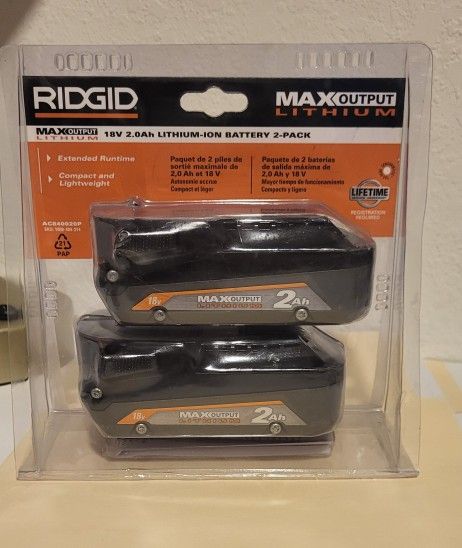 MAX OUTPUT 18V 2.0Ah BATTERY 2-PACK