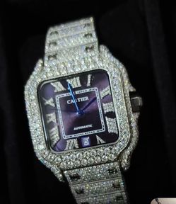 Cartier Santos Automatic Iced Out Watch moissanite